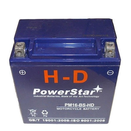 POWERSTAR PowerStar PM16-BS-HD-003 Kawasaki YTX16-BS Motorcycle Battery Replacement - 3 Years Warranty PM16-BS-HD-003